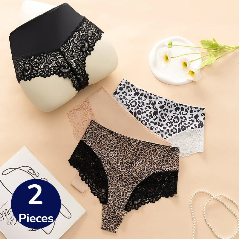 Stretchy High-Waist Thongs Sexy Lingerie Leopard Set