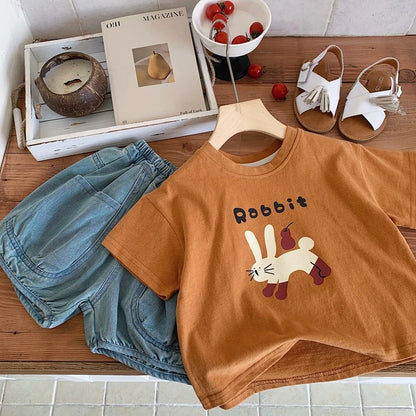 Printed Cartoon Short Sleeve Tops Tees Wear Casual T-shirt