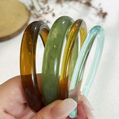 Vintage Resin Acrylic Bangle Korean Texture Charms Cuff Bangles Bracelets Set