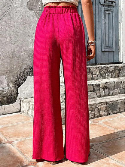 Pantalones de pierna ancha con cintura elástica alta