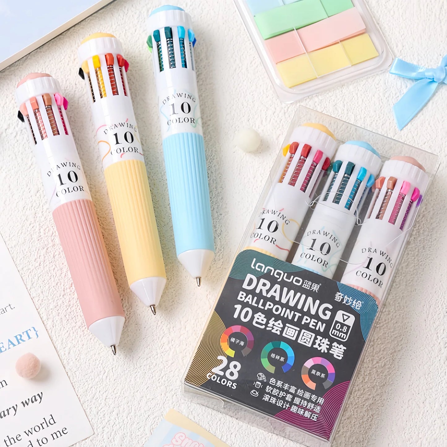 28 Colors Multicolor Ballpoint Pen Set