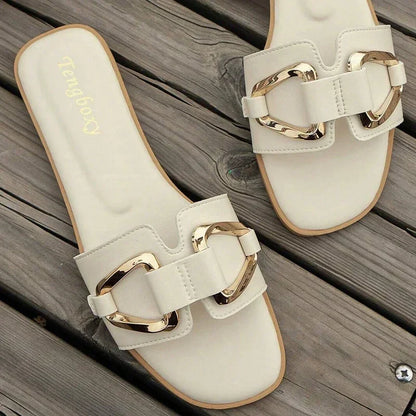 DANA Metal Decor Single Band Flat Sandals