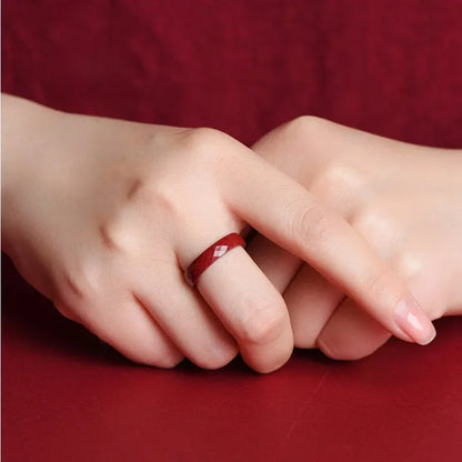 Lucky Cinnabar Red Gift Girlfriend Couple Love Luxury Rings