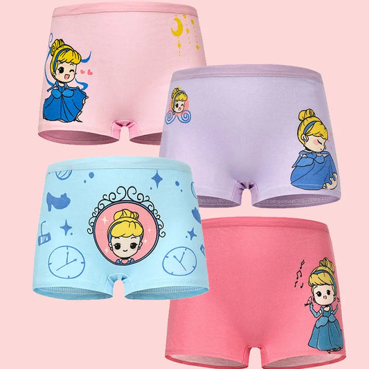 4/8 Pieces Girls Cotton Pretty Cartoon Boxer