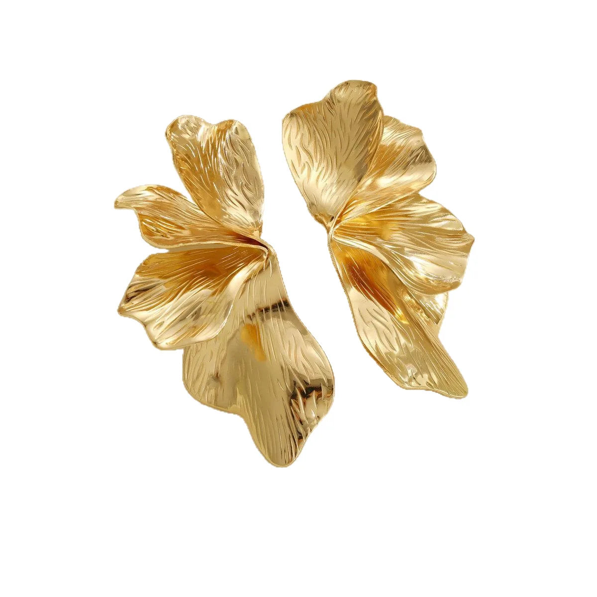 Stainless Steel Golden Double Layered Flower Earring