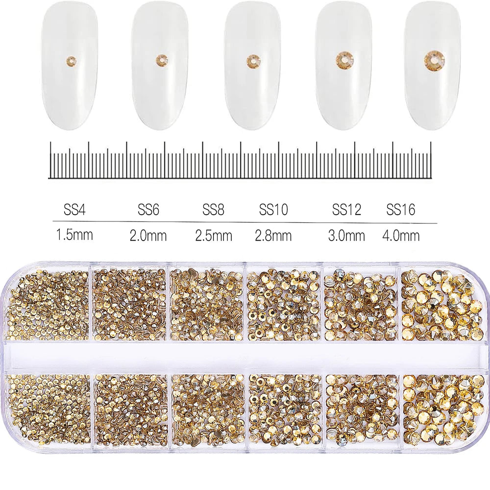 12Gird 3D Glass AB Crystal Nail Art Rhinestones Kit