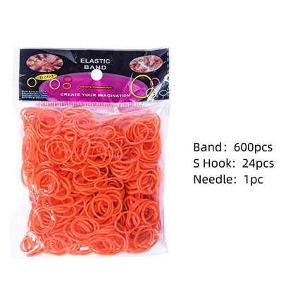 600pcs Elastic Colorful Rubber Loom Wristbands Weaving DIY Craft