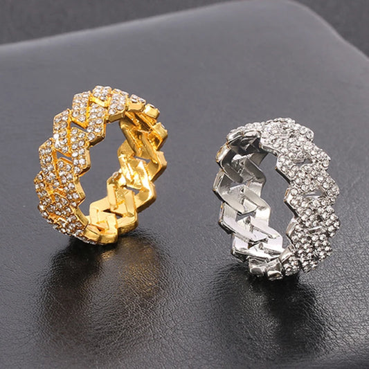 Iced Out Cuban Link Chain Ring