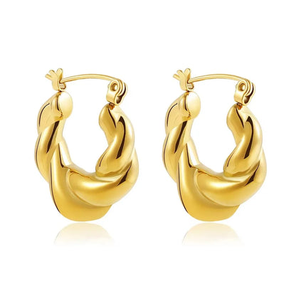 Zircon Circle Geometric U Shape Hoops Earring