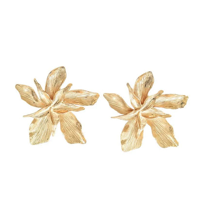 DANA Metal Gold Color Flower Big Earrings