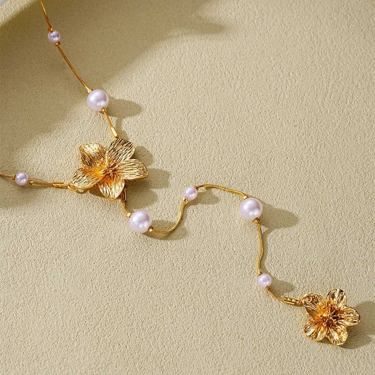 Long Tassel Imitation Pearl Flower Necklaces
