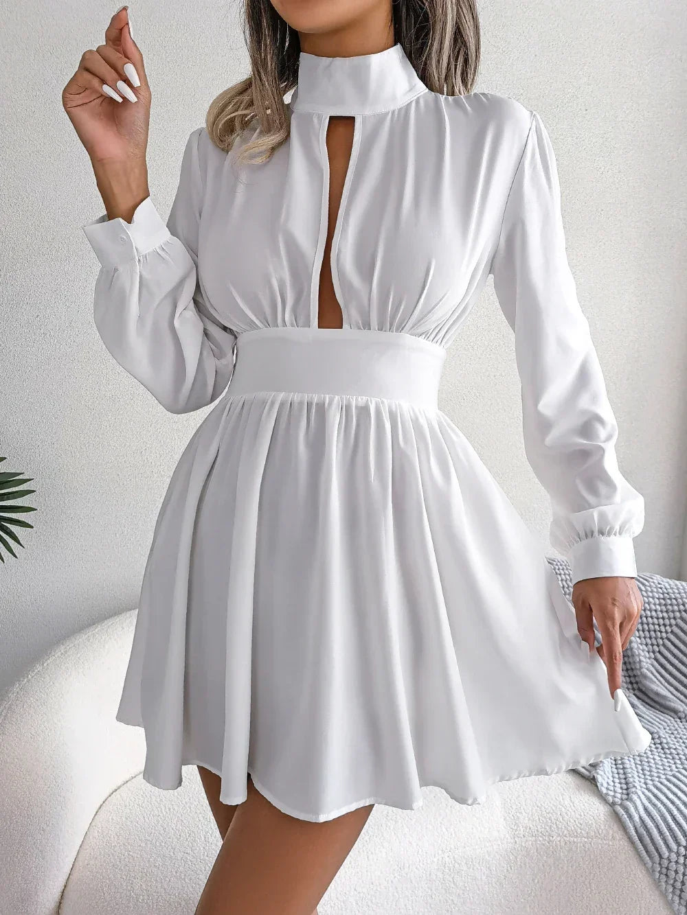 Casual Hollow Out Long Sleeve Dress