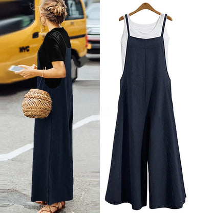 Straps Jumpsuit Summer Wide Leg Pants