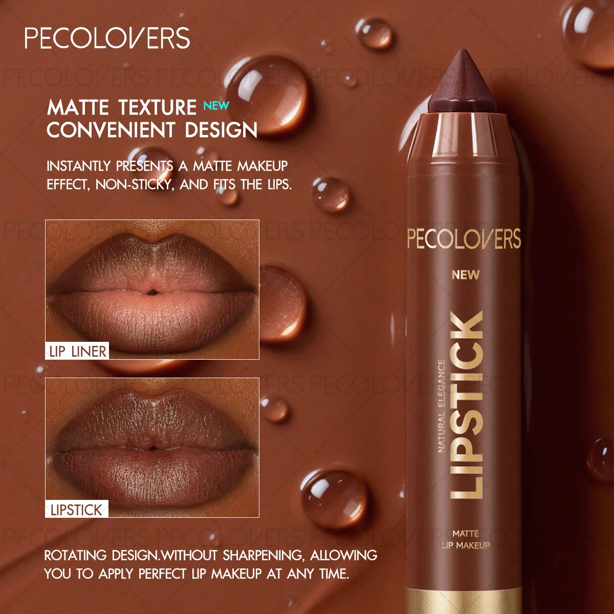 Winter Reddish Brown Lip Liner Pencil Matte Velvet Long-Wearing Makeup