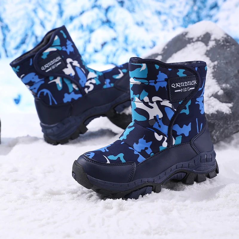 Snow Winter Plush Waterproof Fabric Non-Slip Rubber Sole Boots
