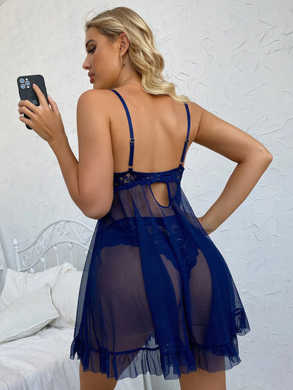 Sexy Plus Size Transparent Ultra-thin Pajamas Lingerie Mini Night Dress