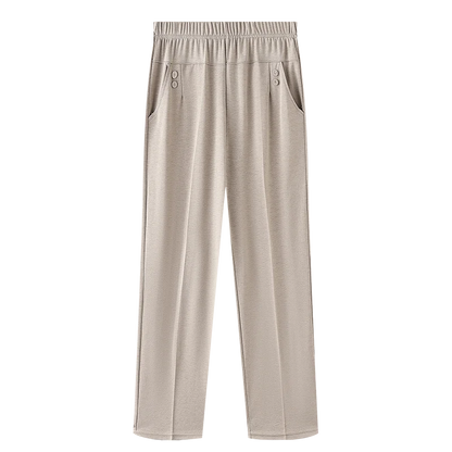 Pantalones finos elásticos holgados de pierna recta