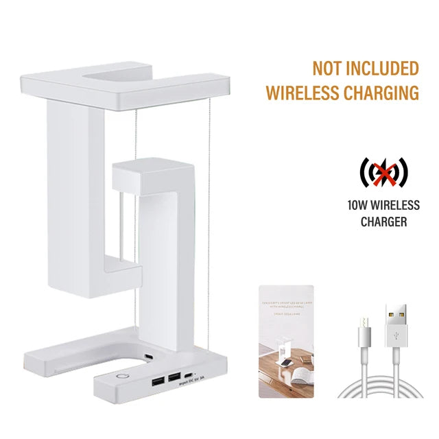 LED Night Lamp Creativity Physics Balance Suspension Table Desk Lamp Wireless Charger
