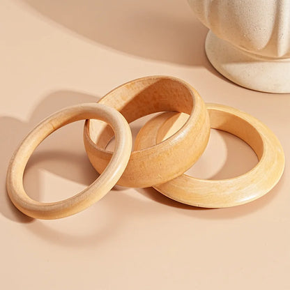 Hip Hop Khaki Brown Wood Wide Bangles