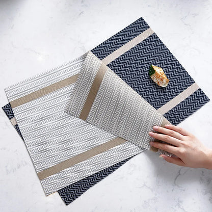 Striped PVC Table Mat Woven Waterproof
