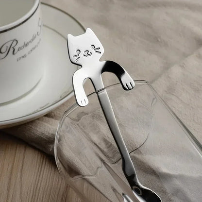 Stainless Steel Cat Coffee Spoons Hanging Ear