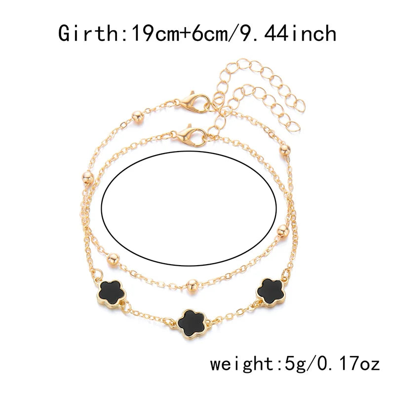 5 Leaf Flower Anklet Bracelet