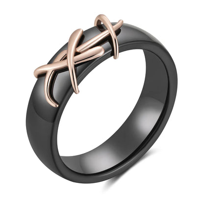 DANA Rose Gold Black Ceramics Ring