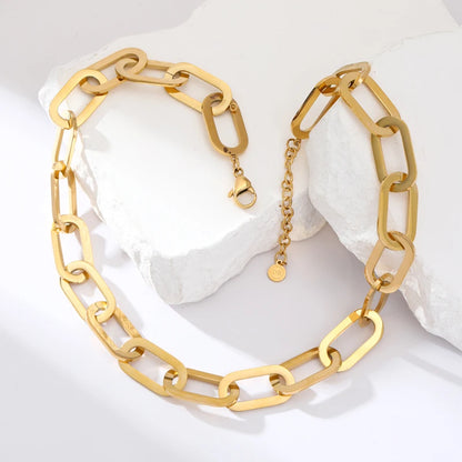 Stainless Steel Gold Color Thick Link Chain Necklace