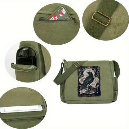 Vintage Raven Crossbody Messenger Bag