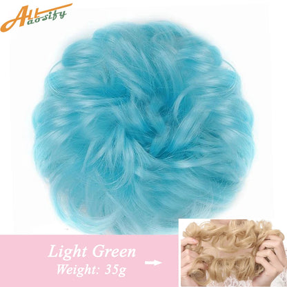 Natural Curly Messy Bun Hair Wigs