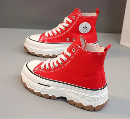 High Top Lace-Up Height Canvas Sneakers