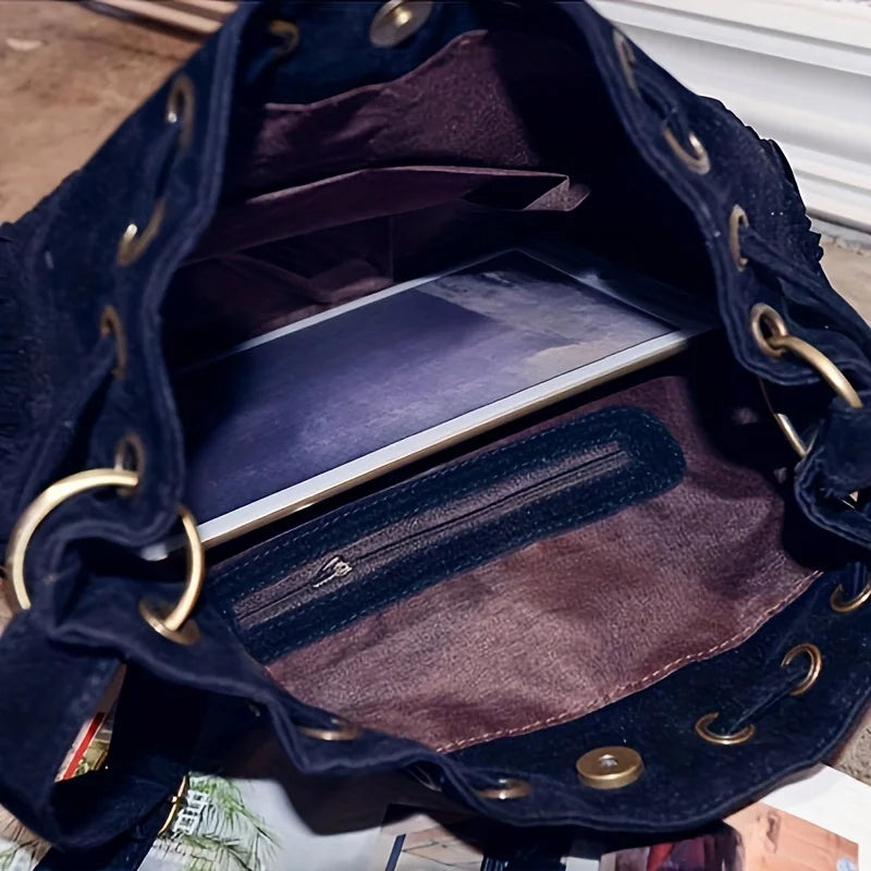 Soft Velvet Frosted Tassel Bag