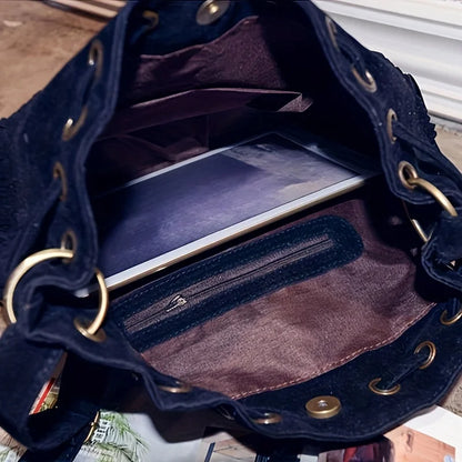 Soft Velvet Frosted Tassel Bag