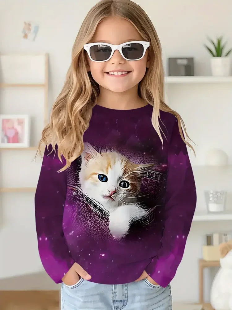 Cartoon Animal Capybala O-Neck Tops Long Sleeve Hoodies