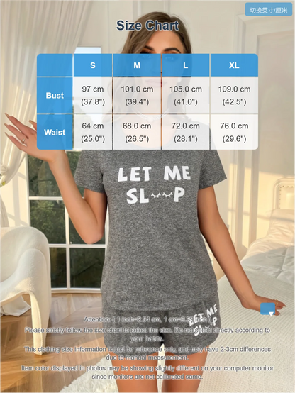 Letter Print Short Sleeve Soft Cotton Pyjama