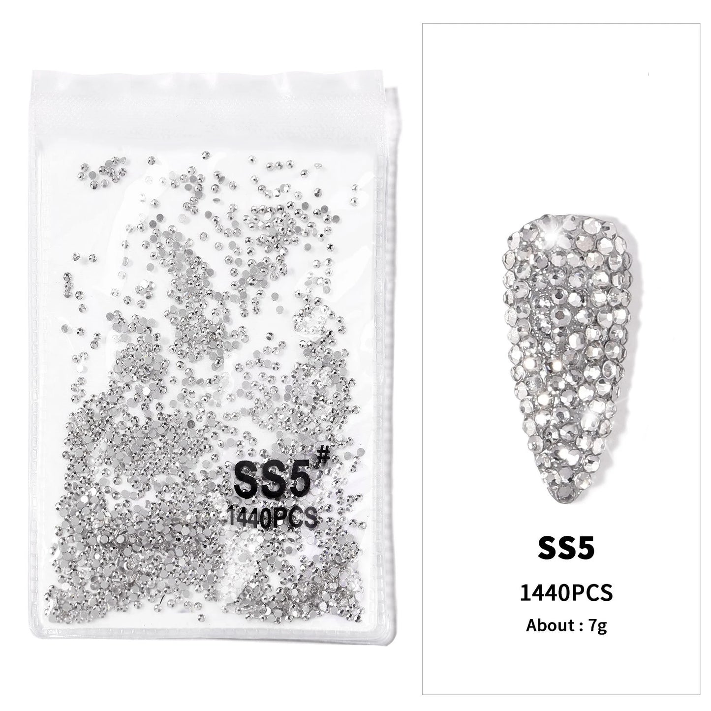 12Gird 3D Glass AB Crystal Nail Art Rhinestones Kit