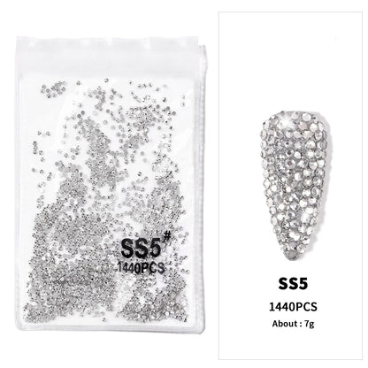 12Gird 3D Glass AB Crystal Nail Art Rhinestones Kit