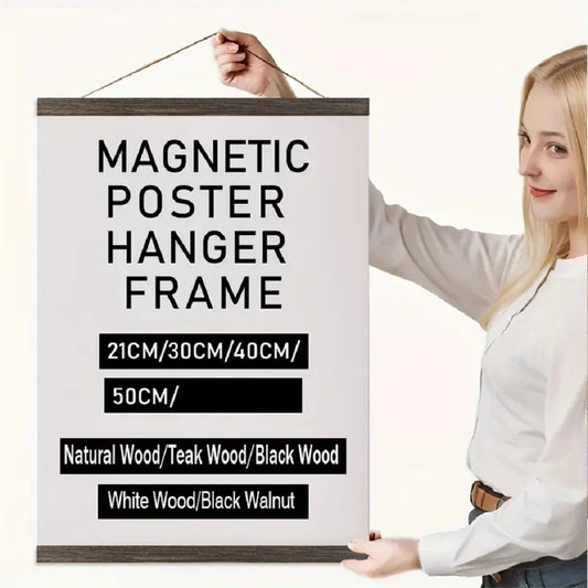 Natural Wood Magnetic Poster Hanger Canvas Frame