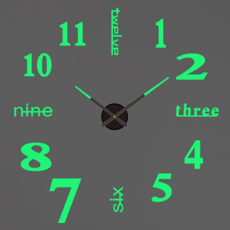 Large Wall Clock 3D DIY Quartz Acrylic Mirror Stickers Clocks