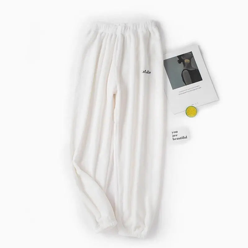 Thicken Velvet Ribbed Fleece Set Pajama