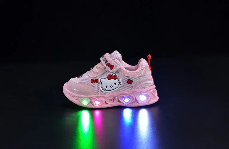 Hello Kitty Led Light Cartoon Leather Sport Sneakers