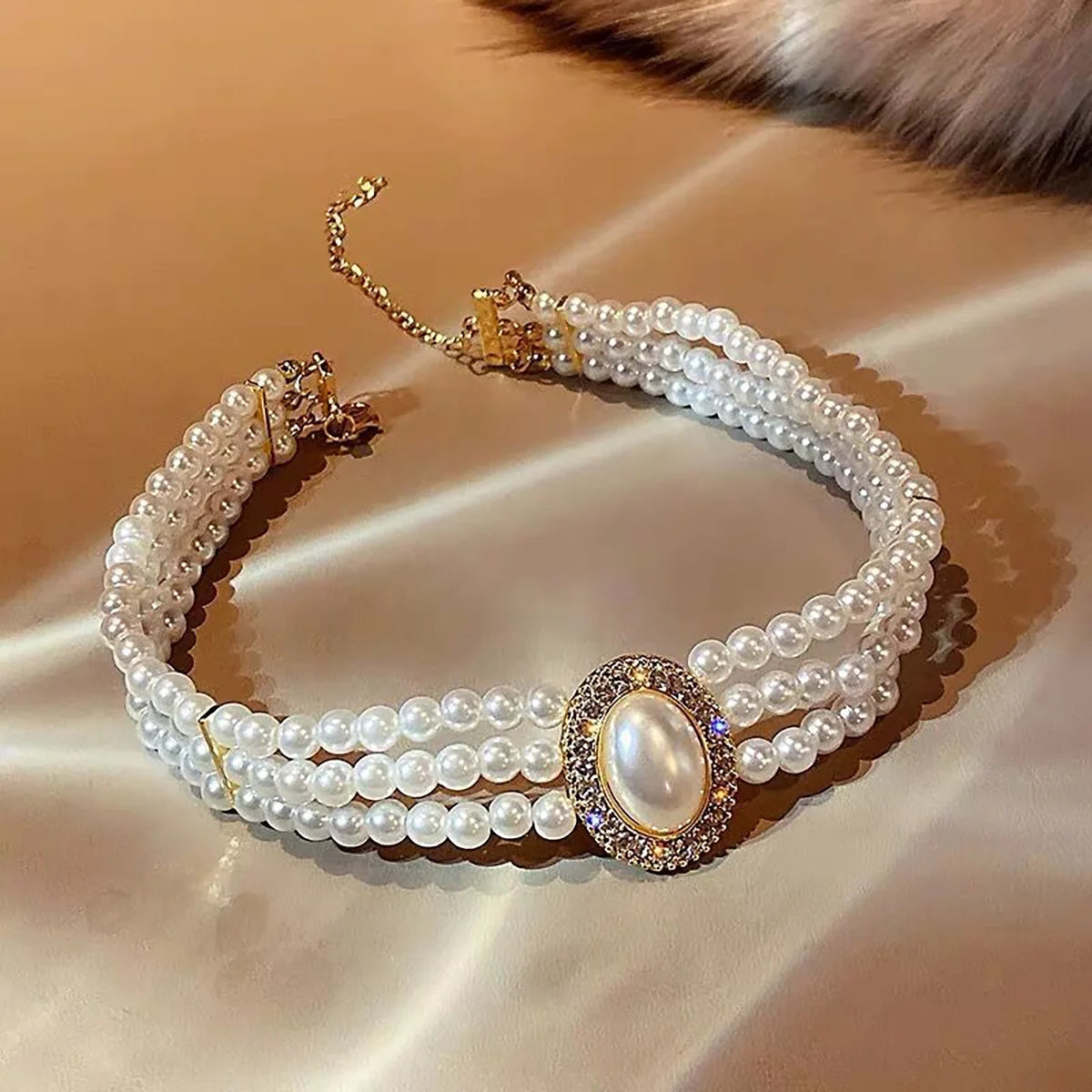 Bridal White Imitation Pearl Necklace Set