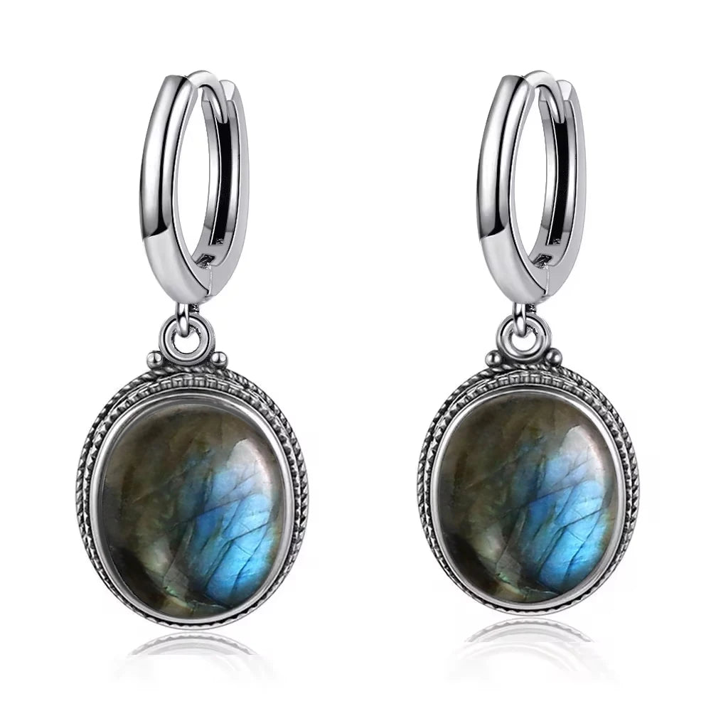 925 Sterling Silver Natural Labradorite Earrings
