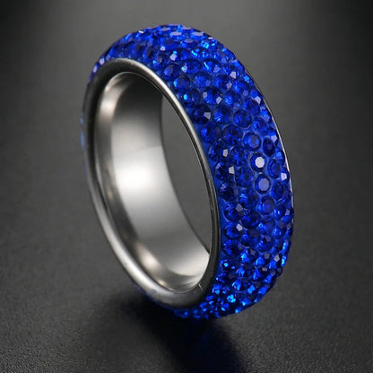 Blue Black Red Clear Crystal Ring