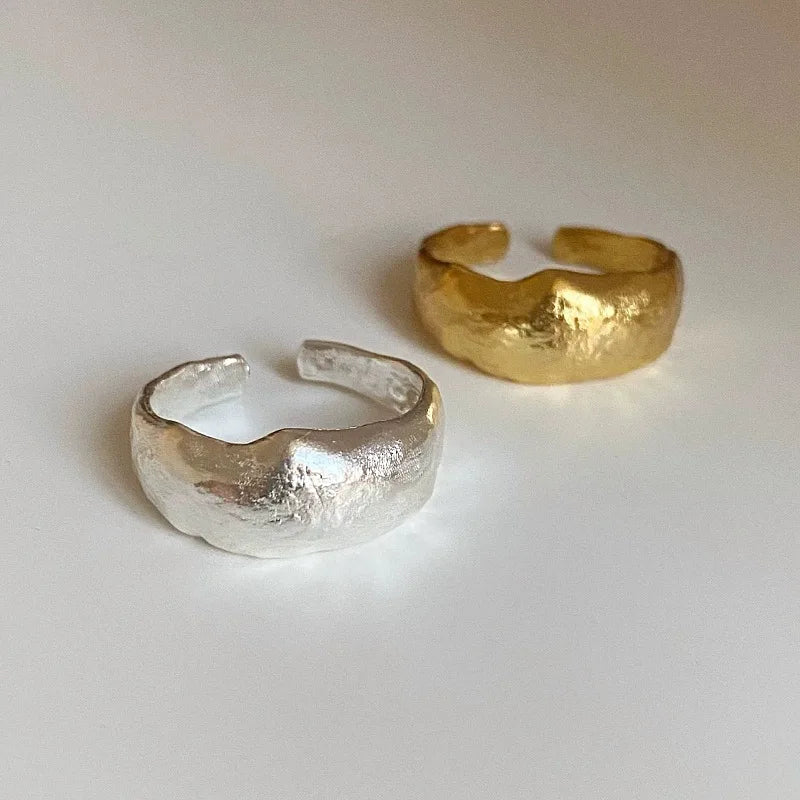 925 Sterling Silver Geometry Irregular Sanding Rings