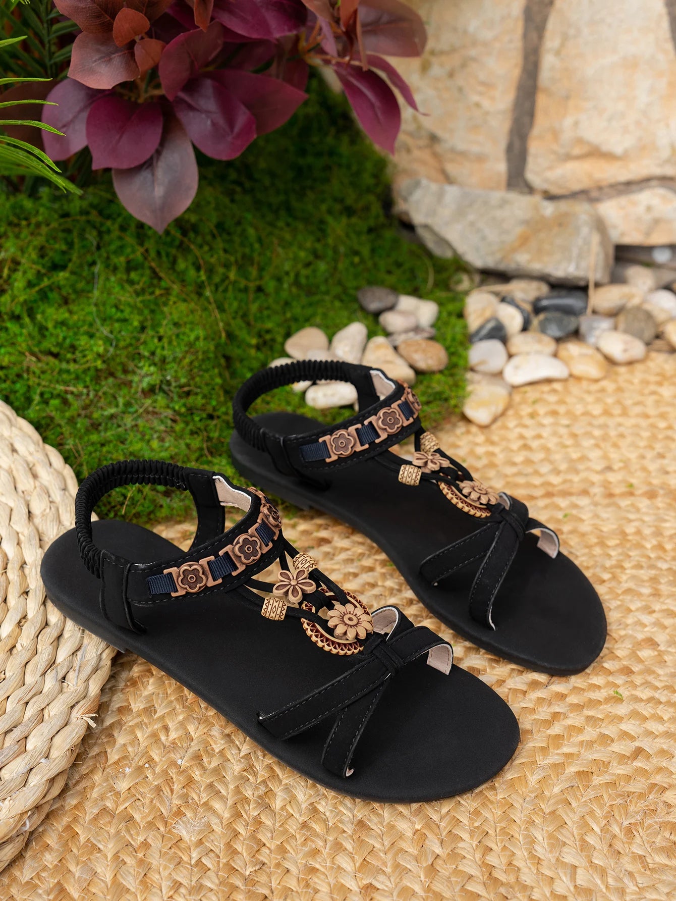 DANA round toe flat bohemian sandals
