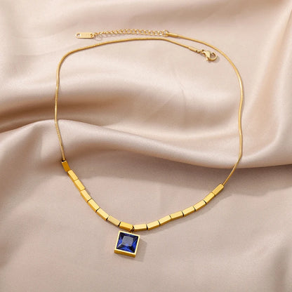 Devil's Eye Pendant Stainless Steel 18K Gold Plated Zirconia Necklace