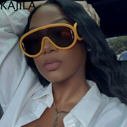 Oversized Wave Mask Luxury Steampunk Sunglasses