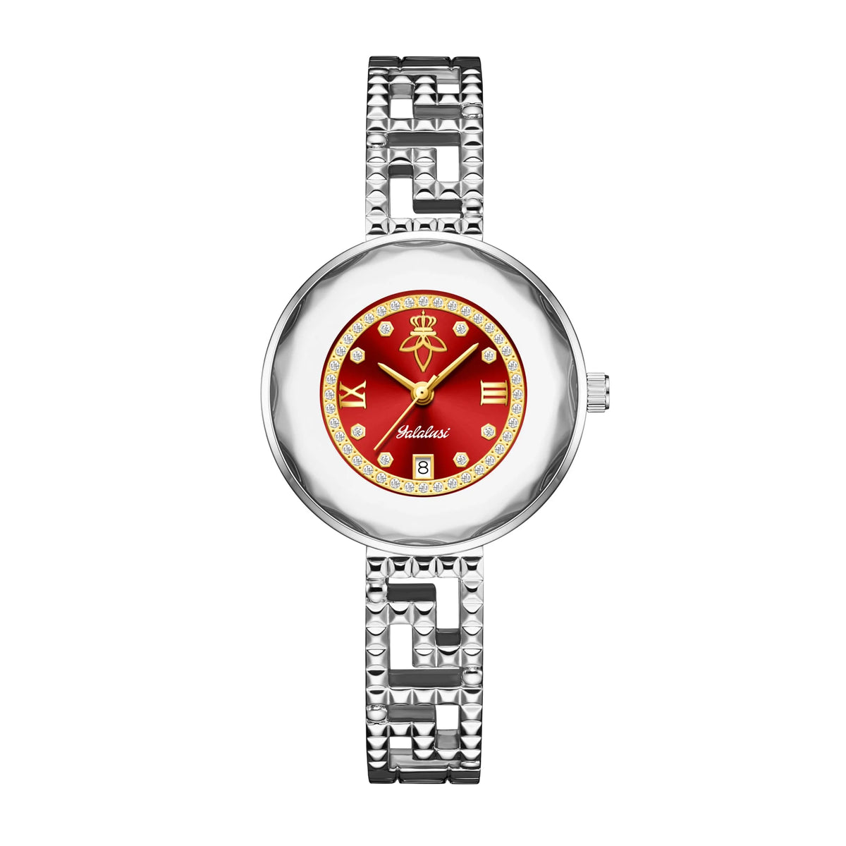 Round Dial Luxury Diamond-Studded Water-Resistant Quartz Bracelet Watch