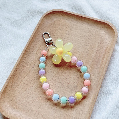 Colored Bead Petal Lanyard for IPhone Anti-Lost Bracelet Case Wrist Strap